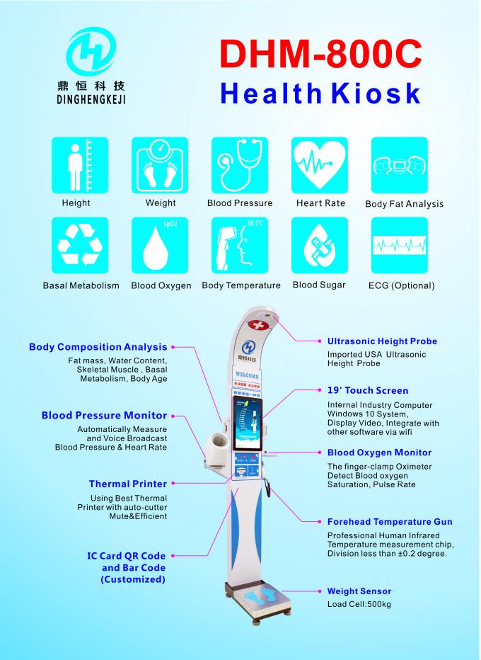 Escalas médicas da altura e do peso do exame médico completo com analisador da gordura corporal